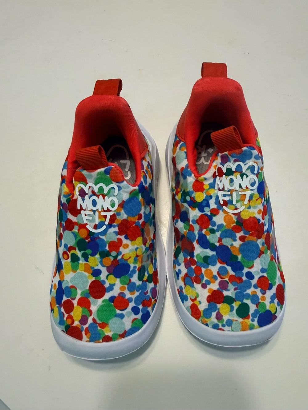 adidas MONOFIT Kids trainer Colorful Dot Slip-On Athletic Shoes size 8